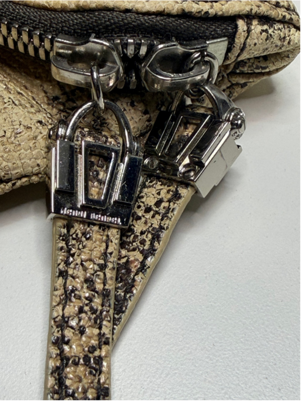 Women's Henri Bendel One Size Snake Print Clutch in Beige and Black - Picture 2 of 8